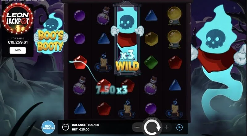 Boo's Booty - vinst i grundspelet med en Expanding-symbol